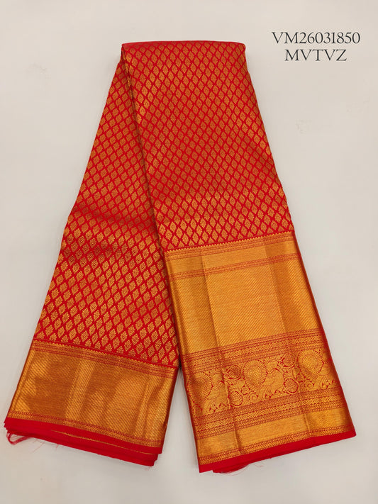Rust Red Wedding Silk Saree