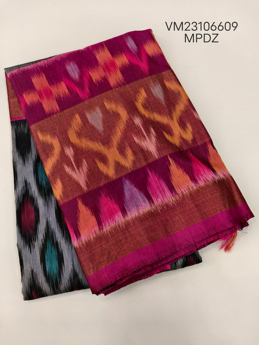 Lavender Gray IKKAT Cotton Saree