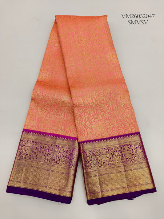 Orange Salmon Wedding Silk Saree