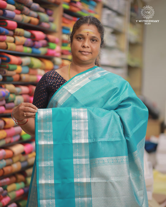LIGHT SEA GREEN - KANCHIPURAM TRADITIONAL SILK SAREE