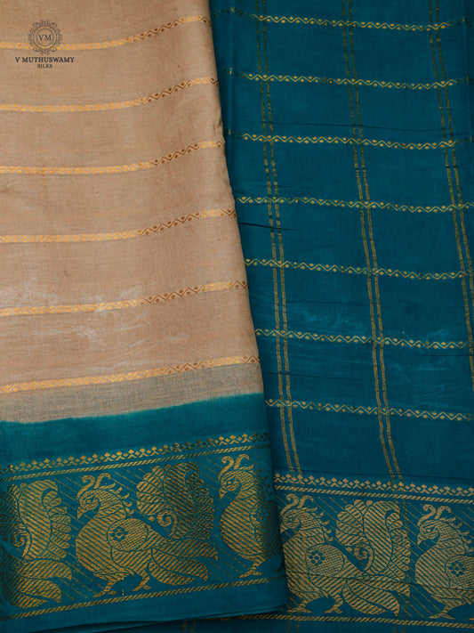 Madurai Sungudi Cotton Saree - Tussar With Ramar Green