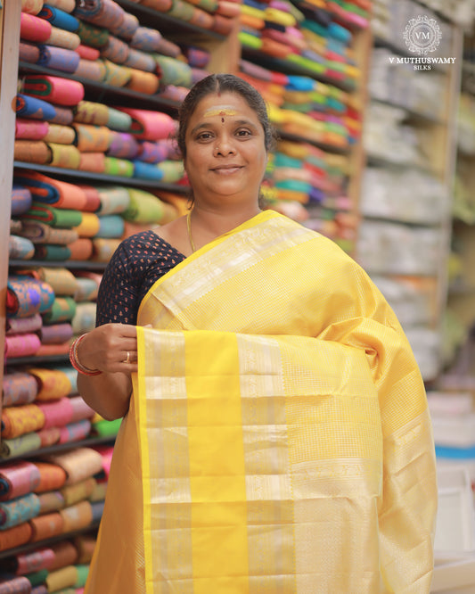 YELLOW - KANCHIPURAM TRADITIONAL SILK SAREE