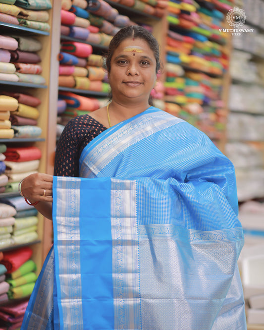 SKY BLUE - KANCHIPURAM TRADITIONAL SILK SAREE