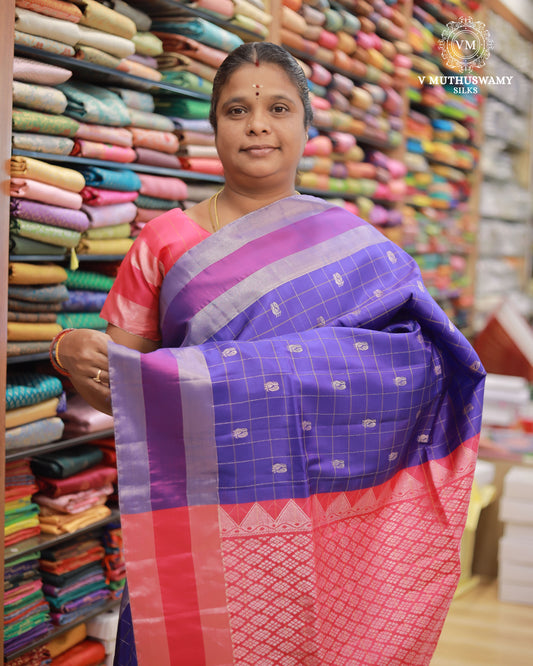 Purple With Pinkish Red Semi Soft Silk