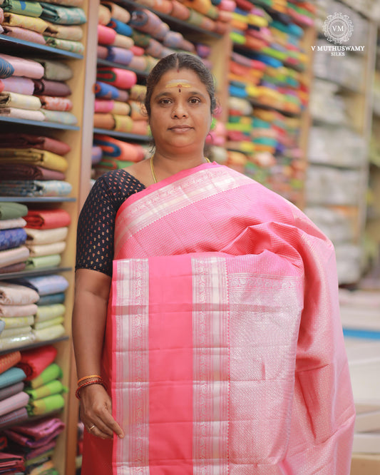 ROSY PINK - KANCHIPURAM TRADITIONAL SILK SAREE
