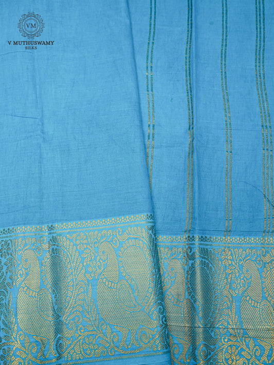 Madurai Sungudi Cotton Saree - Sky Blue