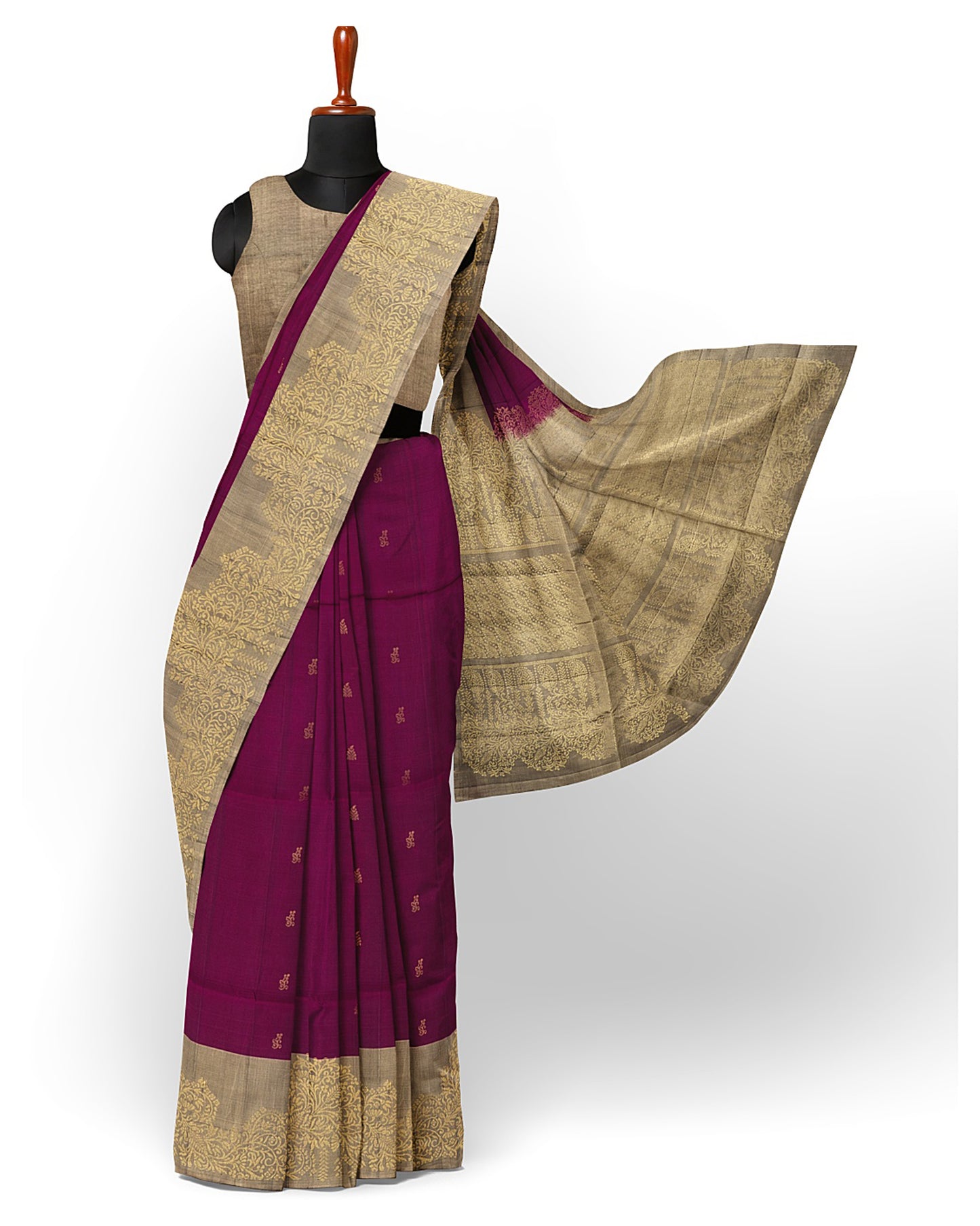 MAROON WITH SANDEL COLOUR SOFT SILK SAREE