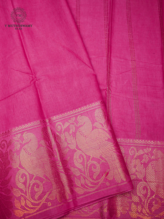 Madurai Sungudi Cotton Saree - Pink