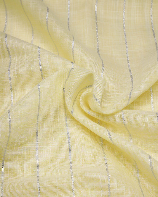 Linen cotton saree pale yellow colour