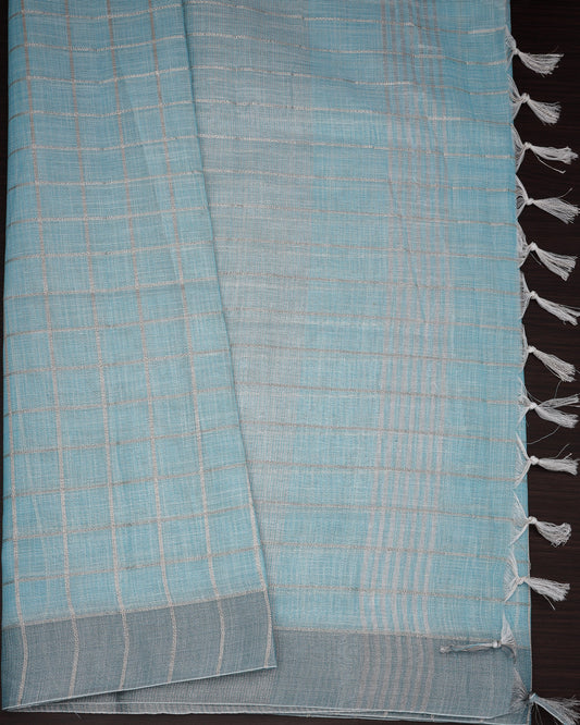 Linen cotton saree blue colour
