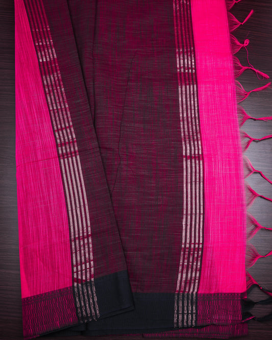 Cotton saree dark hot pink