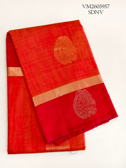 Tomato Red Silk Cotton Saree
