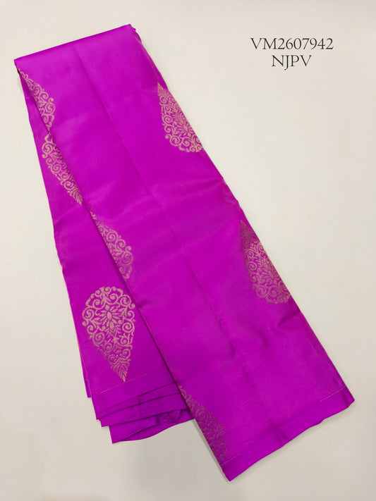 Dark Carnation Pink Semi Silk Saree
