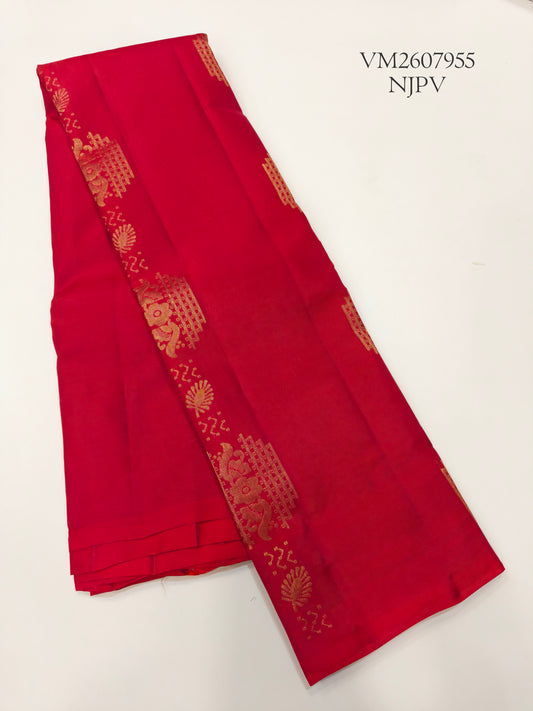 Rose Red Semi Silk Saree