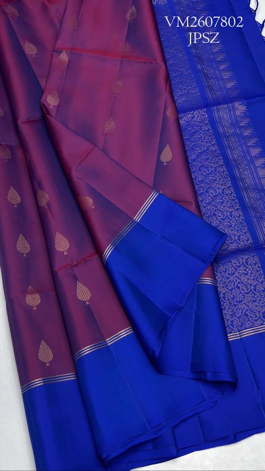 Dark Raspberry Handloom Soft Silk Saree