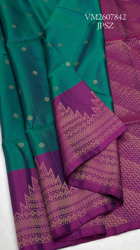 Dark Spring Green Handloom Soft Silk Saree