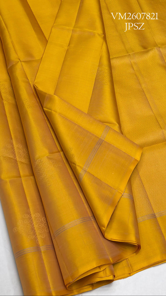 Orange Gold Handloom Soft Silk Saree