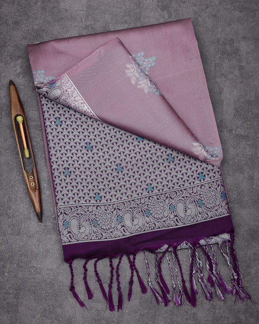 Onion with Dark Purple Semi Soft Silk Saree