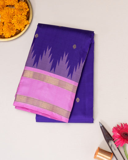 BLUE COLOUR KANCHIPURAM KORVAI SILK SAREE