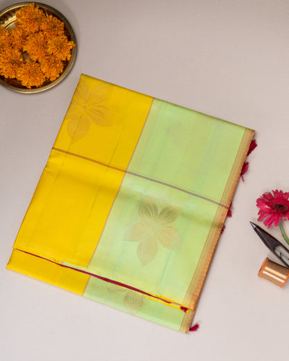 YELLOW WITH RED COLOUR SOFT SILK SAREE