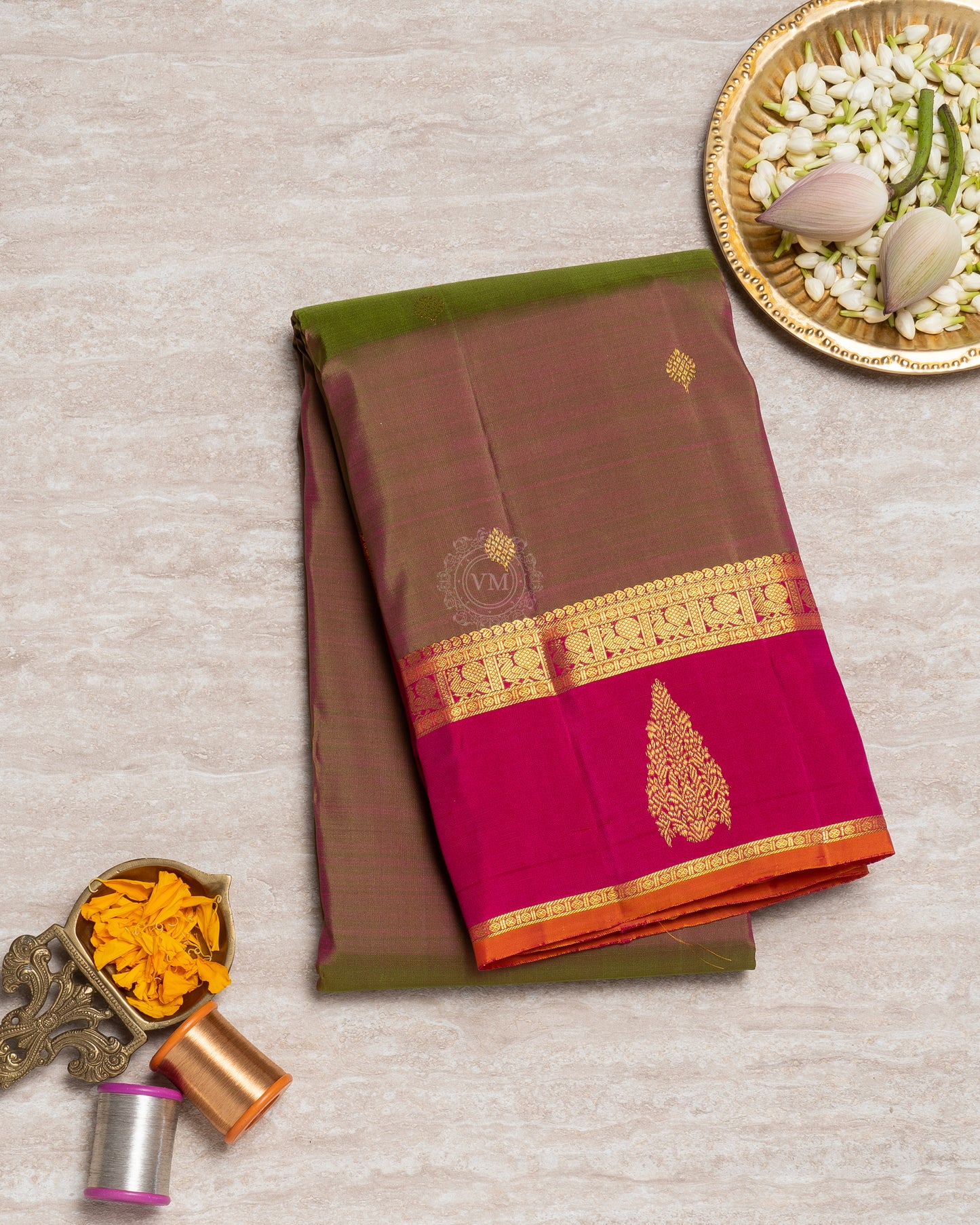 BROWN BEAR COLOUR KANCHIPURAM TRADITIONAL SILK SAREE