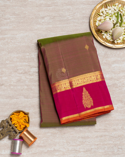 BROWN BEAR COLOUR KANCHIPURAM TRADITIONAL SILK SAREE