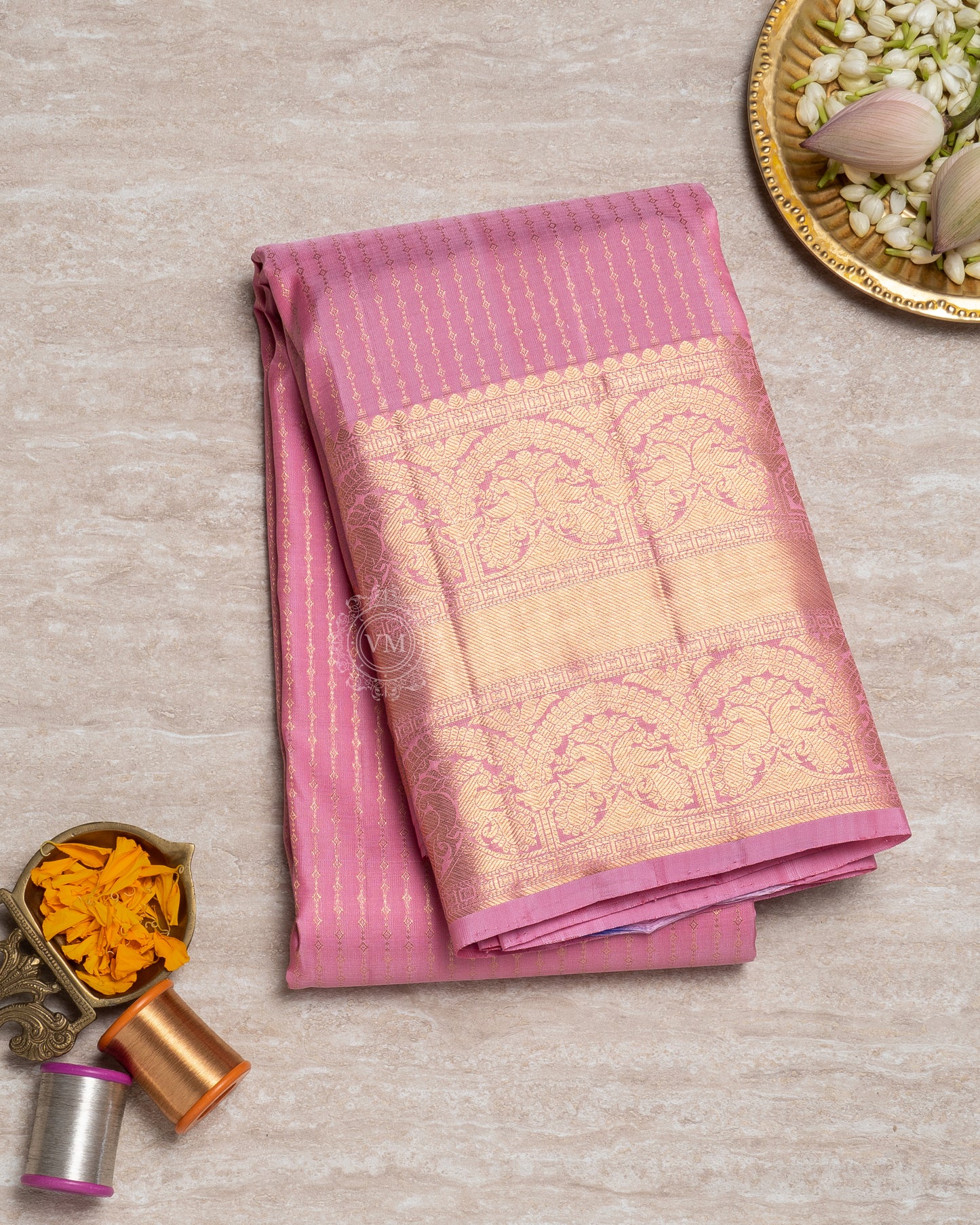 RUDDY PINK COLOUR KANCHIPURAM TRADITIONAL SILK SAREE