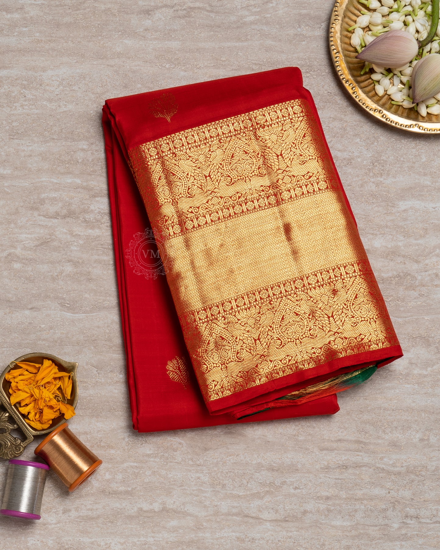 CRIMSON RED COLOUR KANCHIPURAM TRADITIONAL SILK SAREE