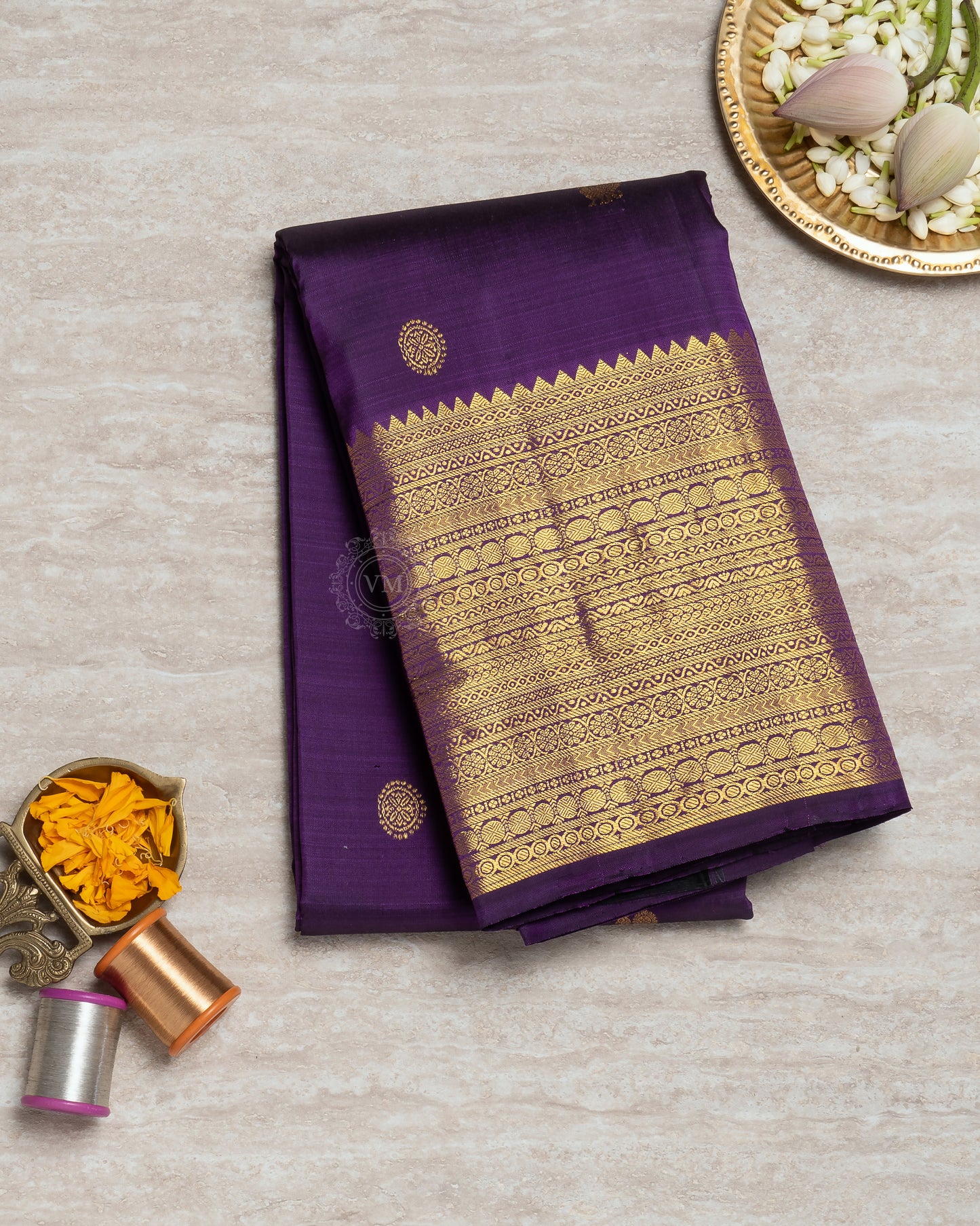 GRAPE PURPLE COLOUR KANCHIPURAM TRADITIONAL SILK SAREE