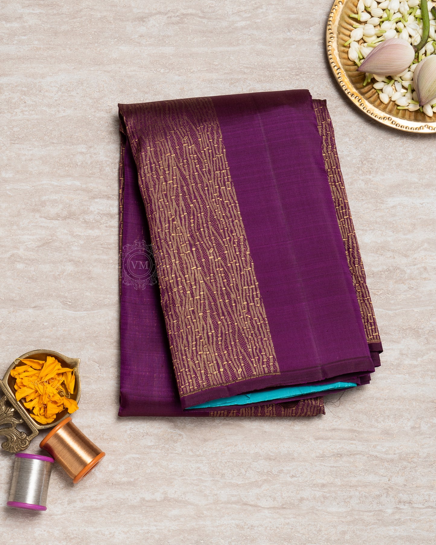 GRAPE PURPLE COLOUR KANCHIPURAM LIGHT WEIGHT SILK SAREE