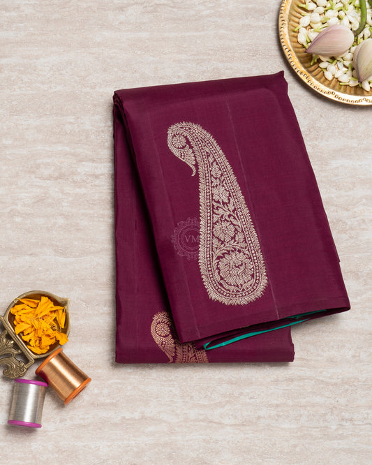 RED PURPLE COLOUR KANCHIPURAM LIGHT WEIGHT SILK SAREE