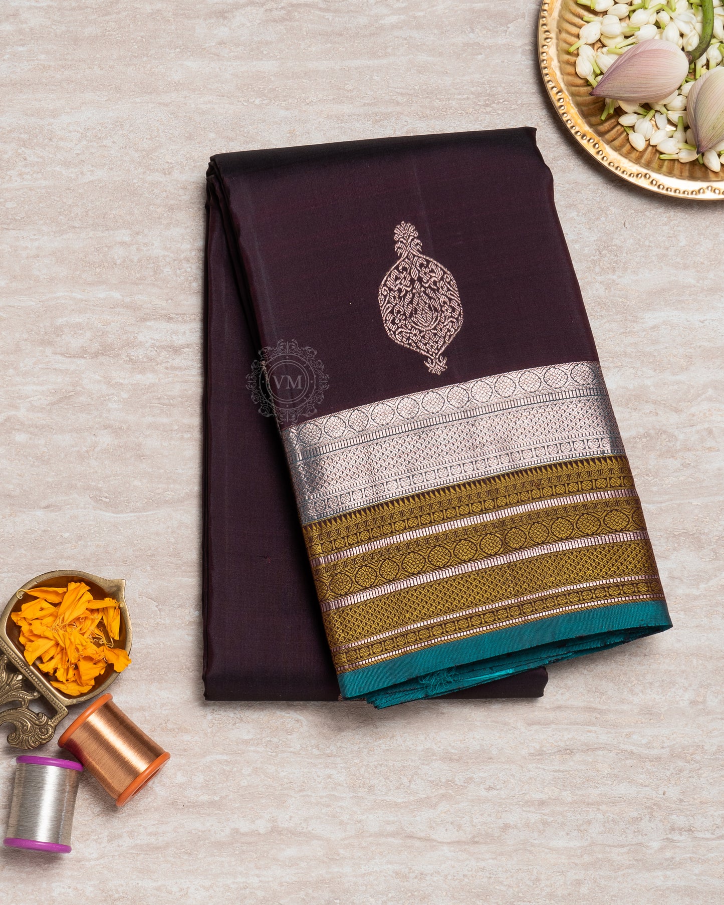 DARK ROSE COLOUR KANCHIPURAM TRADITIONAL SILK SAREE