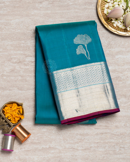 PEACOCK BLUE COLOUR KANCHIPURAM  TRADITIONAL SAREE