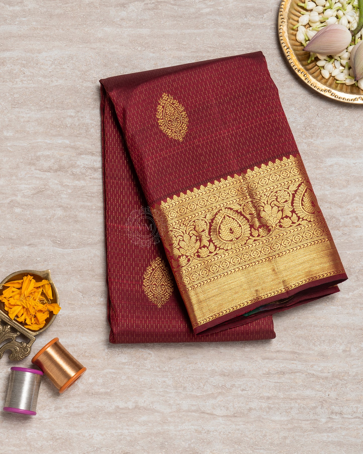 MAROON COLOUR KANCHIPURAM TRADITIONAL SILK SAREE