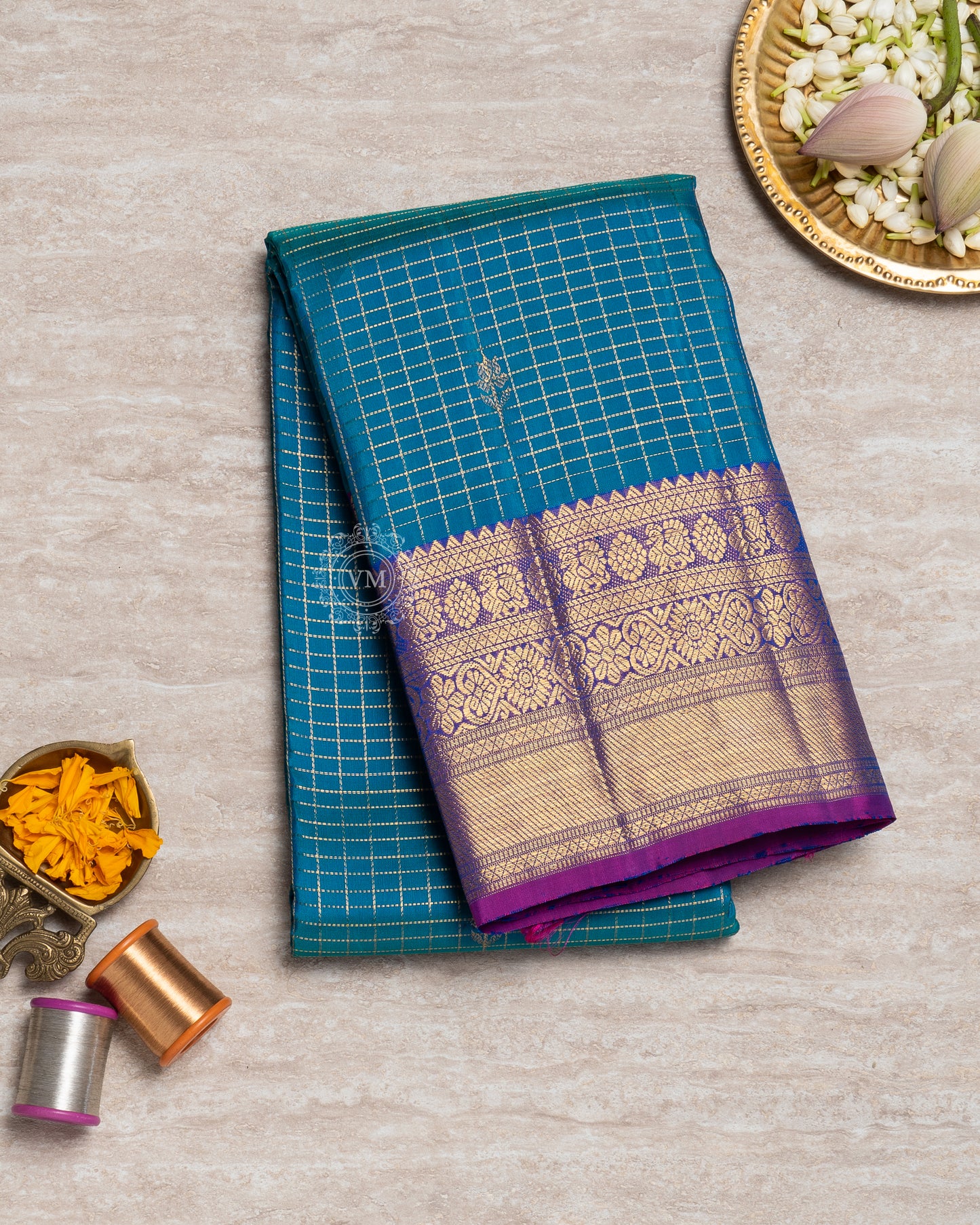 VENICE BLUE COLOUR KANCHIPURAM TRADITIONAL SILK SAREE