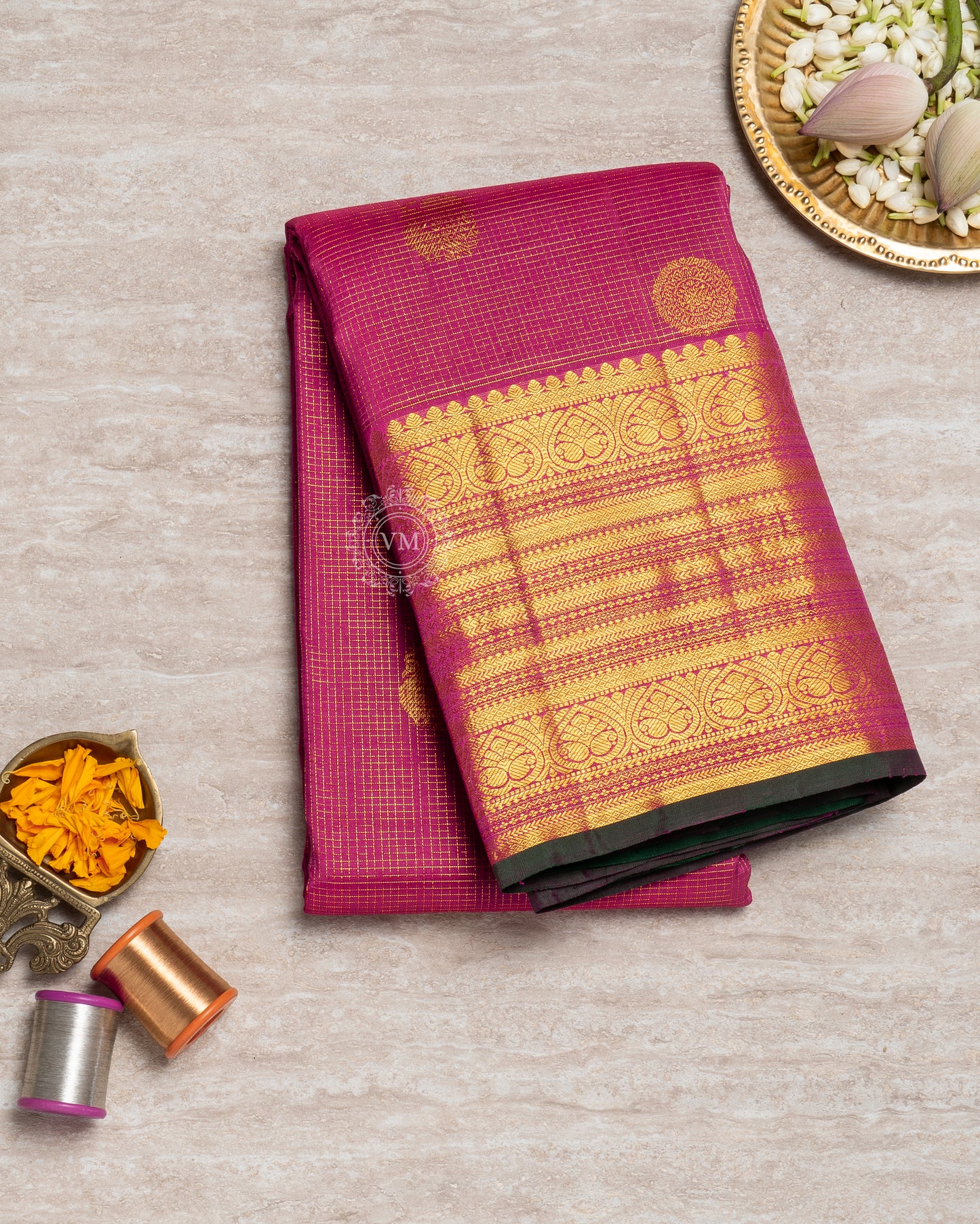 DARK ROSE COLOUR KANCHIPURAM TRADITIONAL SILK SAREE