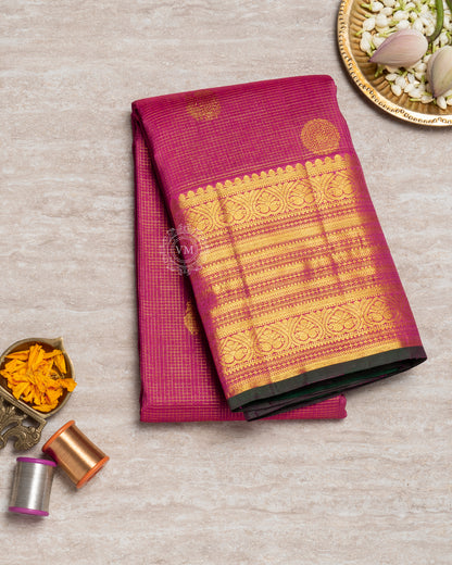 DARK ROSE COLOUR KANCHIPURAM TRADITIONAL SILK SAREE