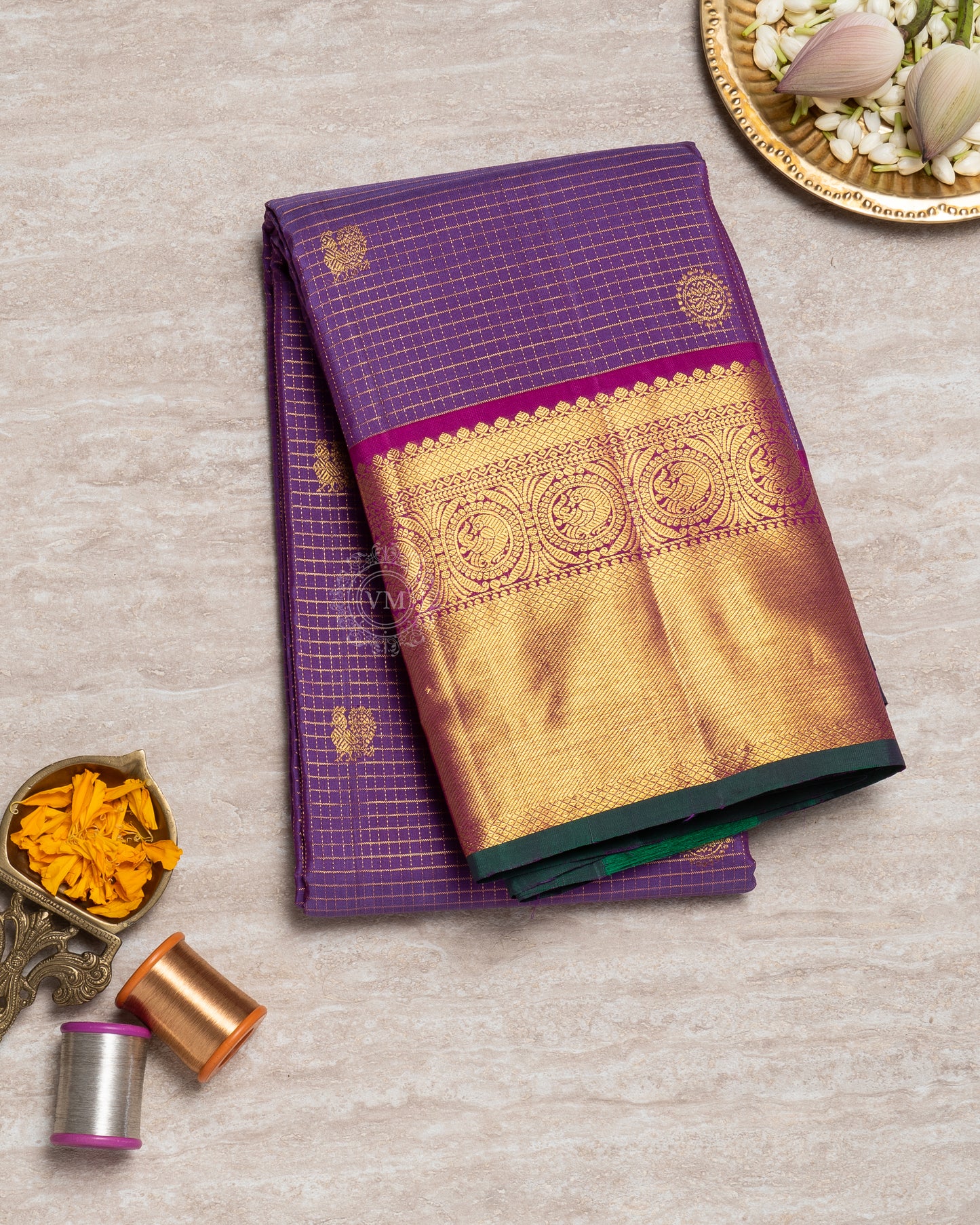 VIOLA PURPLE COLOUR KANCHIPURAM TRADITIONAL SILK SAREE