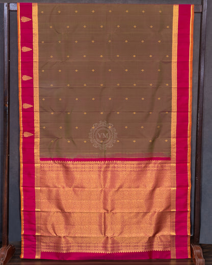 BROWN BEAR COLOUR KANCHIPURAM TRADITIONAL SILK SAREE