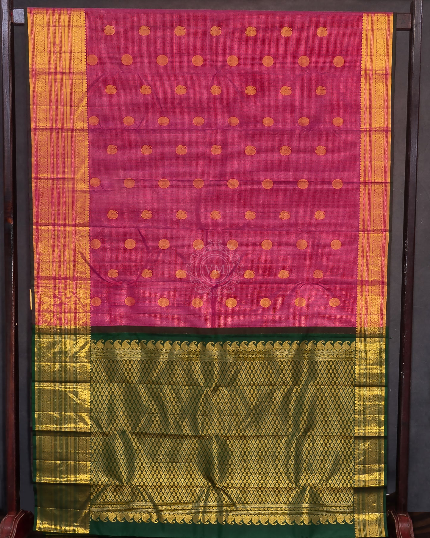 DARK ROSE COLOUR KANCHIPURAM TRADITIONAL SILK SAREE