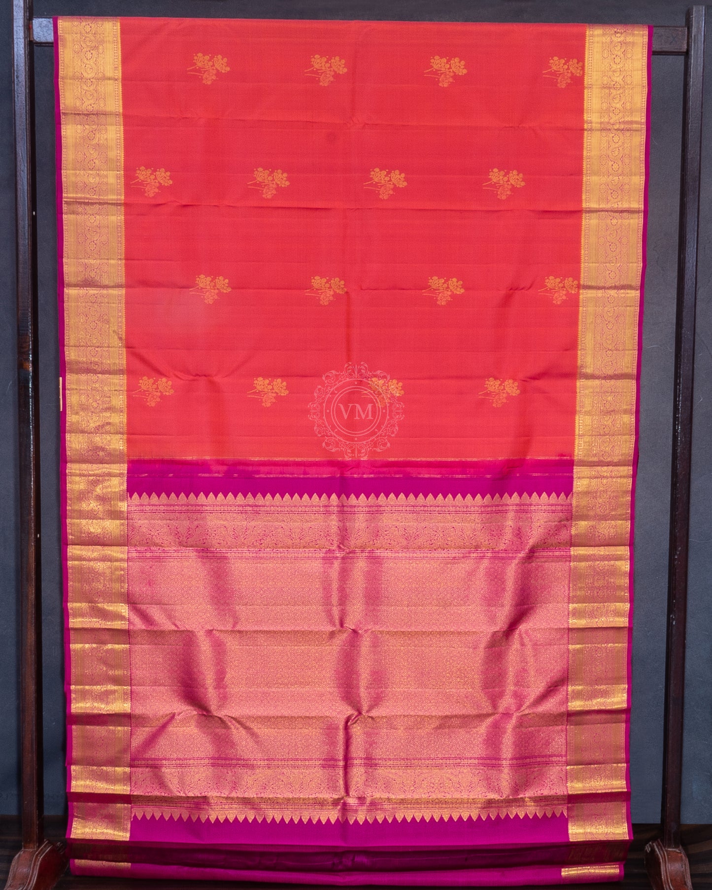 CARMINE PINK COLOUR KANCHIPURAM TRADITIONAL SILK SAREE