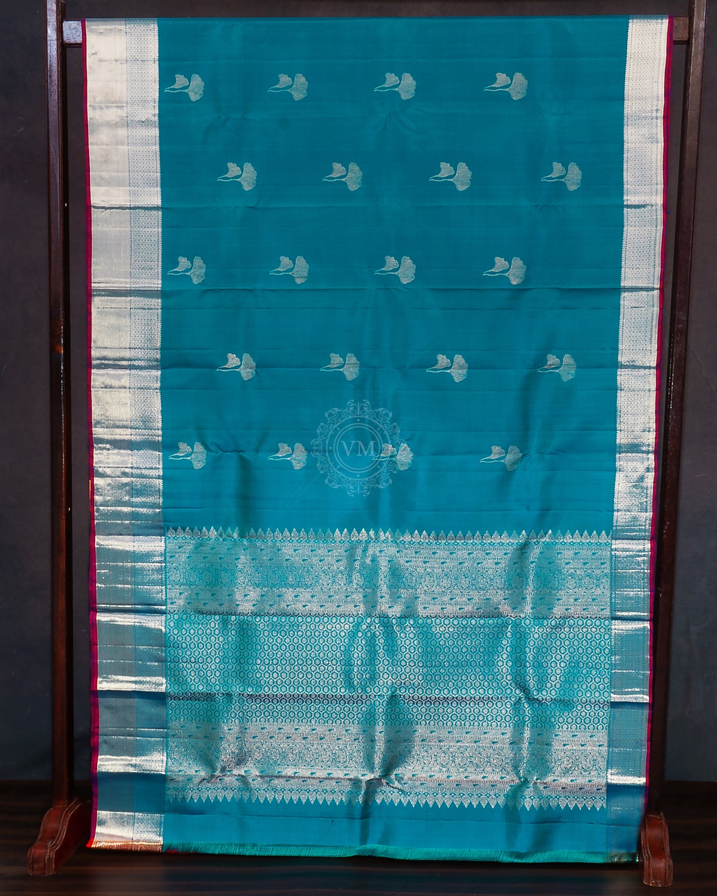 PEACOCK BLUE COLOUR KANCHIPURAM  TRADITIONAL SAREE