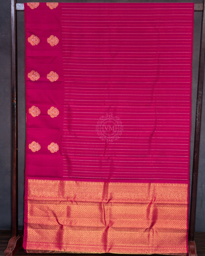 RED COLOUR KANCHIPURAM SILVER SILK SAREE