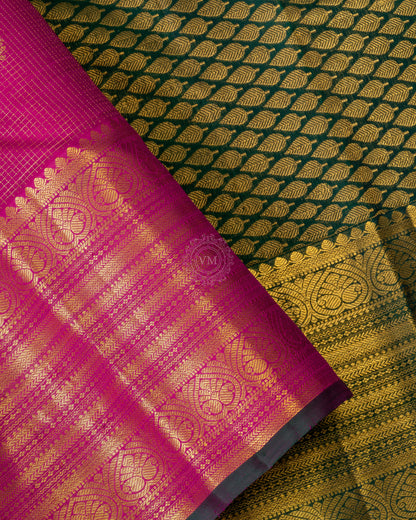 DARK ROSE COLOUR KANCHIPURAM TRADITIONAL SILK SAREE