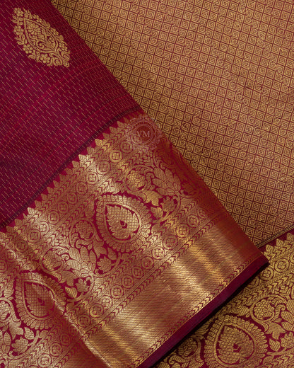 MAROON COLOUR KANCHIPURAM TRADITIONAL SILK SAREE