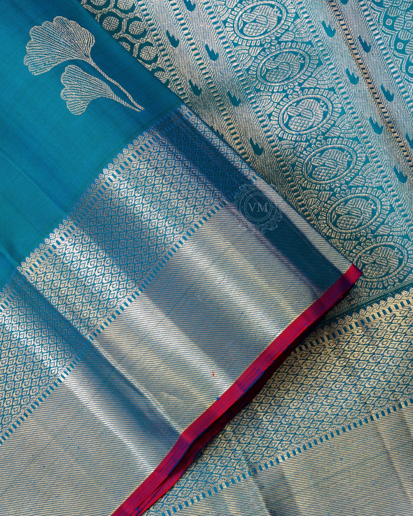 PEACOCK BLUE COLOUR KANCHIPURAM  TRADITIONAL SAREE