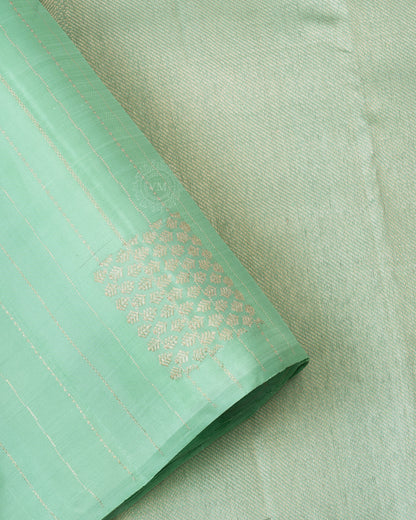 PASTEL GREEN COLOUR KANCHIPURAM SILVER SILK SAREE