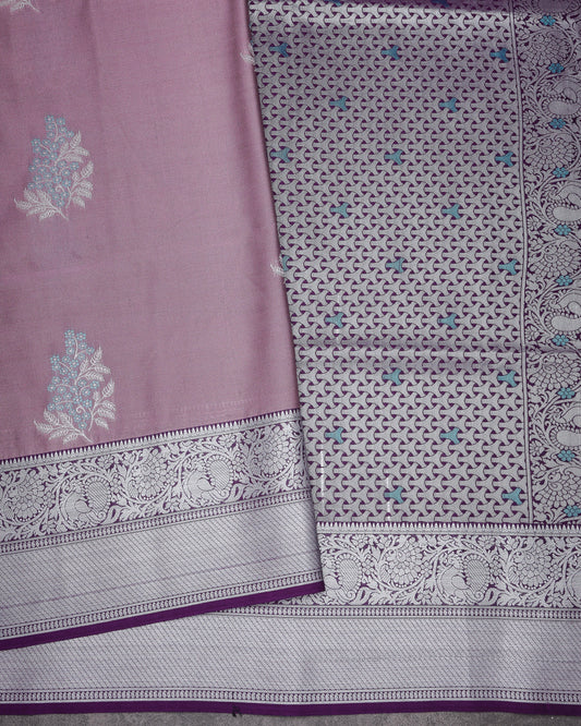 Onion with Dark Purple Semi Soft Silk Saree