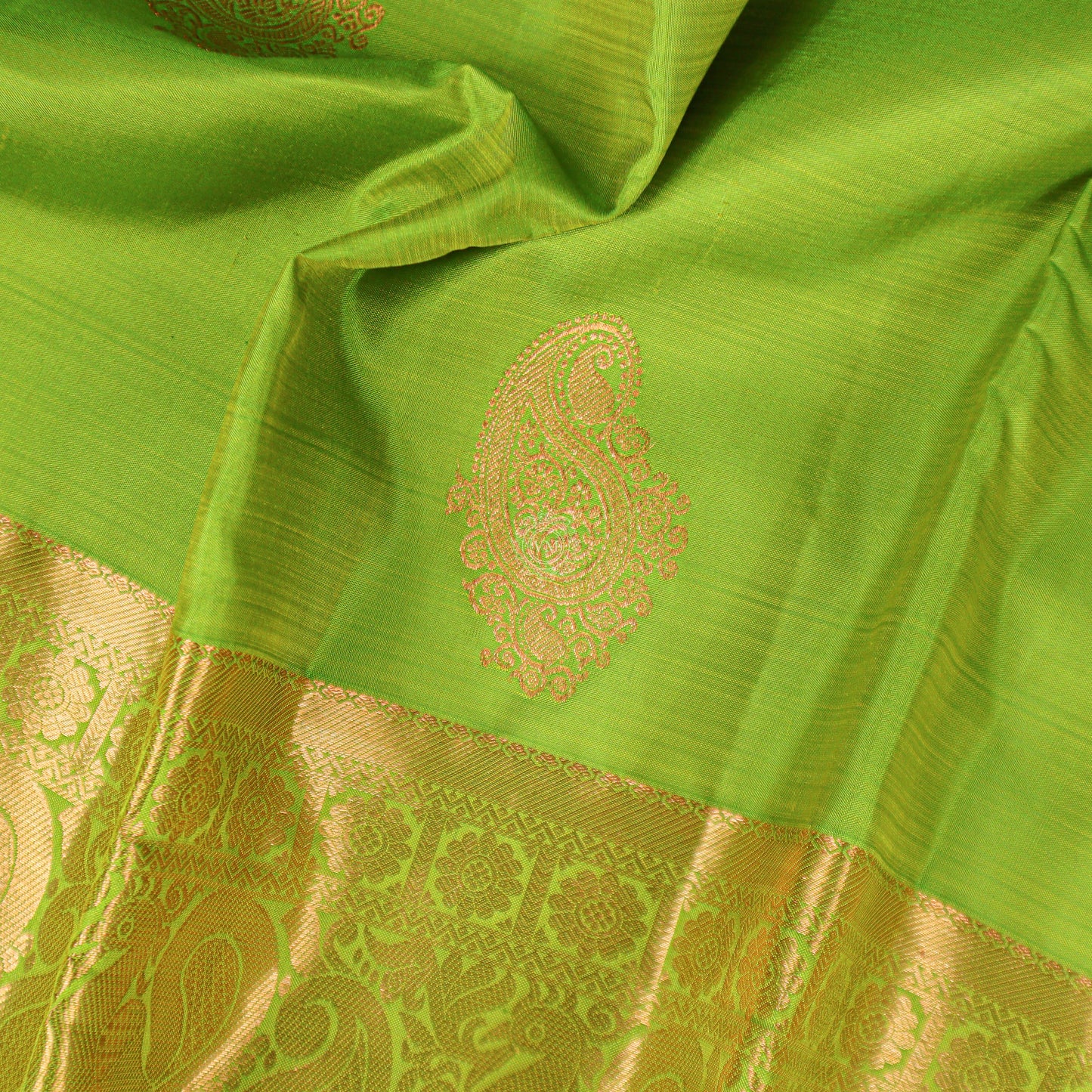 VM23071375 Green with Light gold Wedding silk saree