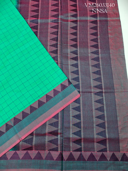 aqua green colour Handloom Pure Cotton Saree